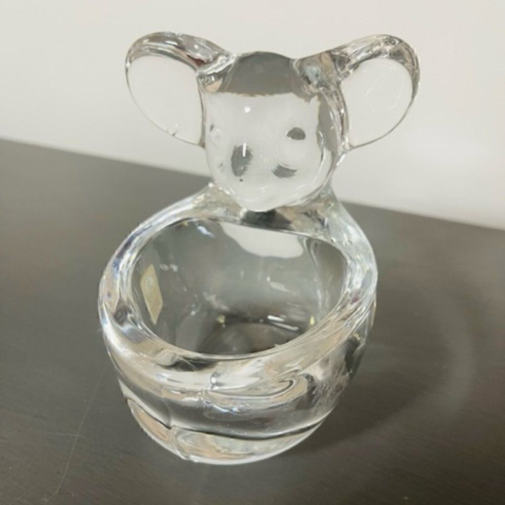 VTG Japan Sasaki Crystal Koala Bear Trinket Dish Candy Bowl Paperweight Figurine